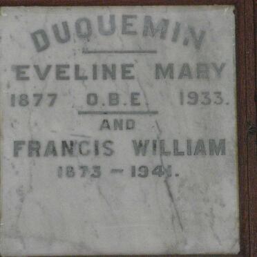 DUQUEMIN Francis William 1873-1941 &amp; Eveline Mary 1877-1933