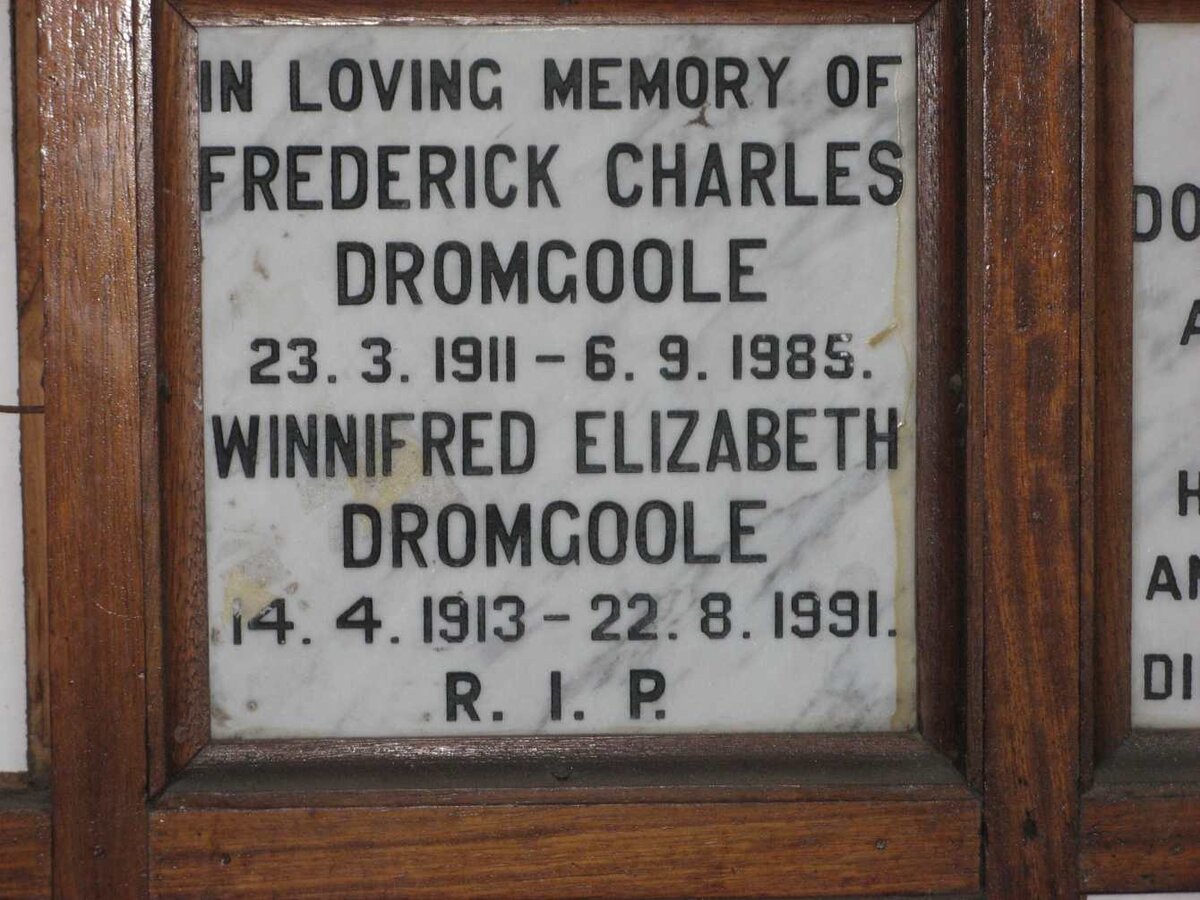 DROMGOOLE Federick Charles 1911-1985 &amp; Winnifred Elizabeth 1913-1991