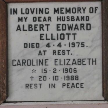 ELLIOTT Albert Edward -1975 &amp; Caroline Elizabeth 1906-1988