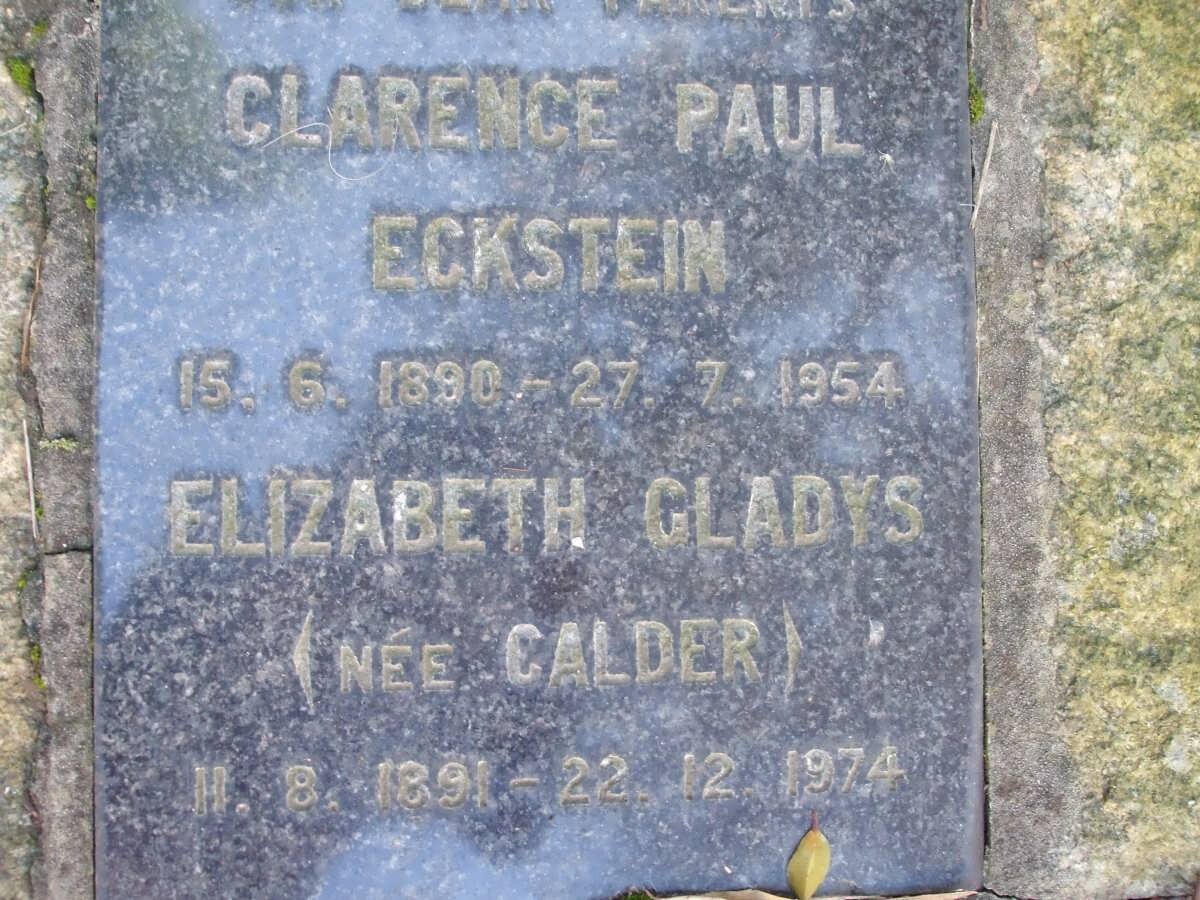 ECKSTEIN Clarence Paul 1890-1954 &amp; Elizabeth Gladys CALDER 1891-1974