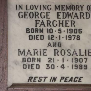 FARGHER George Edward 1906-1978 &amp; Marie Rosalie 1907-1989