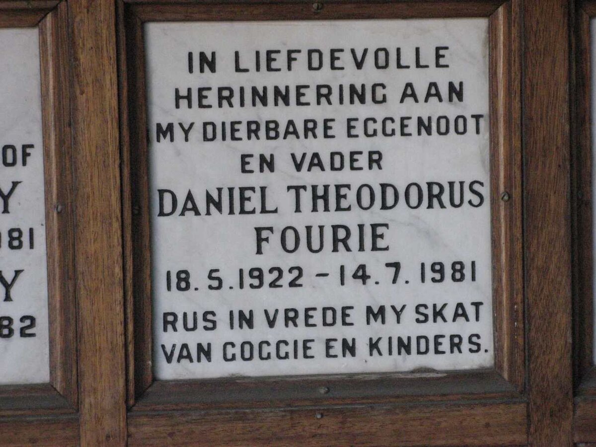 FOURIE Daniel Theodorus 1922-1981