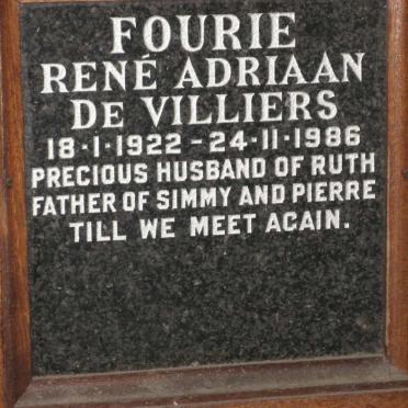 FOURIE Rene Adriaan de Villiers 1922-1986