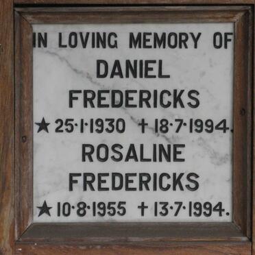 FREDERICKS Daniel 1930-1994 &amp; Rosaline 1955-1994