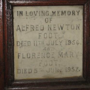 FOOT Alfred Newton -1950 &amp; Florence Mary -1957