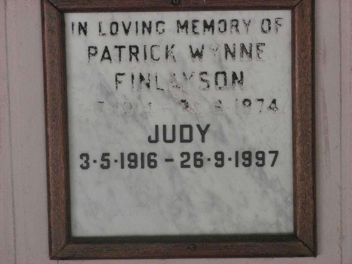 FINLAYSON Patrick Wynne 1914-1974 &amp; Judy 1916-1997