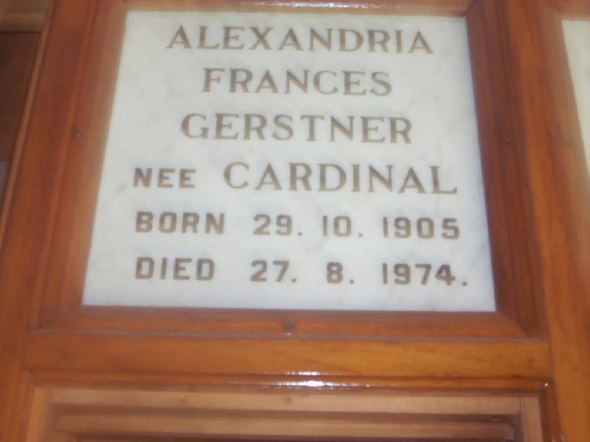 GERSTNER Alexandria Frances nee CARDINAL 1905-1974