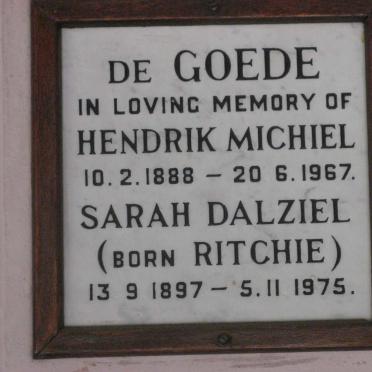GOEDE Hendrik Michiel, de 1888-1967 &amp; Sarah Dalziel RITCHIE 1897-1975