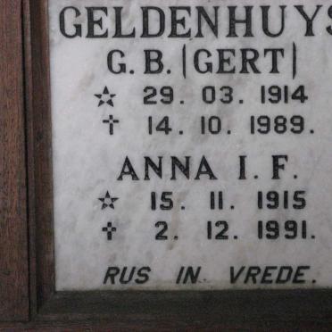 GELDENHUYS G.B. 1914-1989 &amp; Anna I.F. 1915-1991