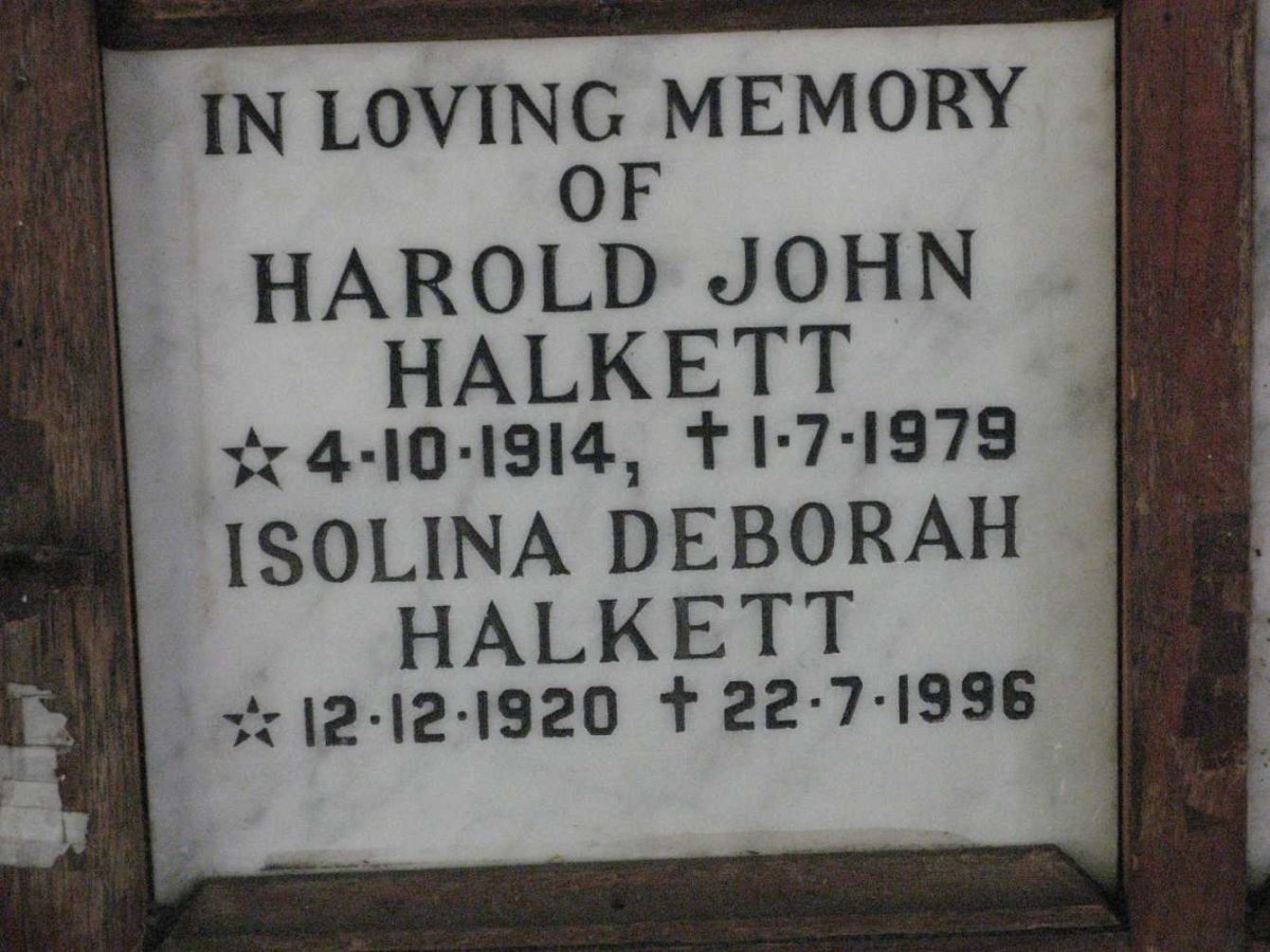 HALKETT Harold John 1914-1979 &amp; Isolina Deborah 1920-1996