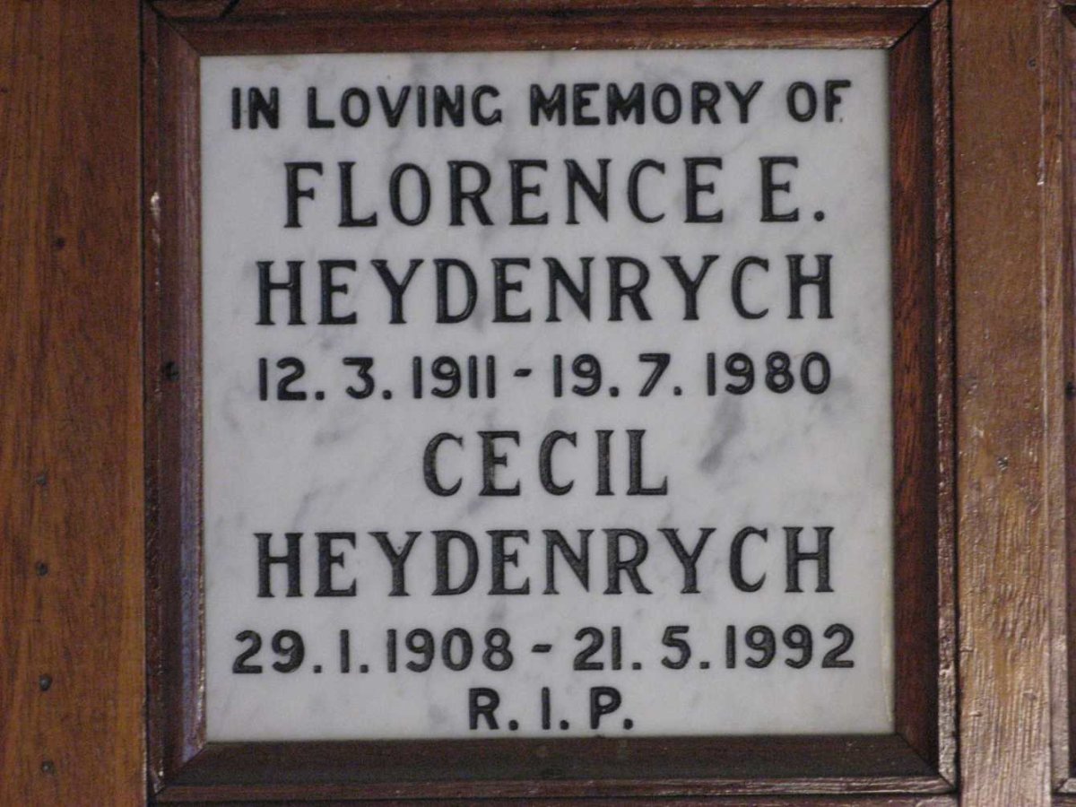 HEYDENRICH Cecil 1908-1992 &amp; Florence E. 1911-1980