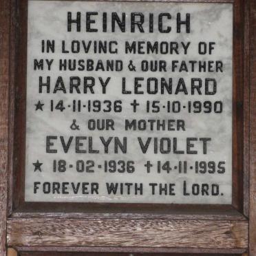 HEINRICH Harry Leonard 1936-1990 &amp; Evelyn Violet 1936-1995