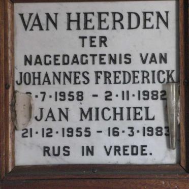 HEERDEN Jan Michiel, van 1955-1983 :: VAN HEERDEN Johannes Frederick 1958-1982