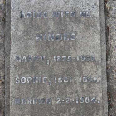 HINDES Harry 1875-1956 &amp; Sophie 1881-1961
