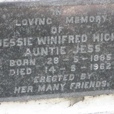 HICKS Jessie Winifred 1885-1962