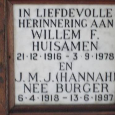 HUISAMEN Willem F. 1916-1978 &amp; J.M.J. BURGER 1918-1997