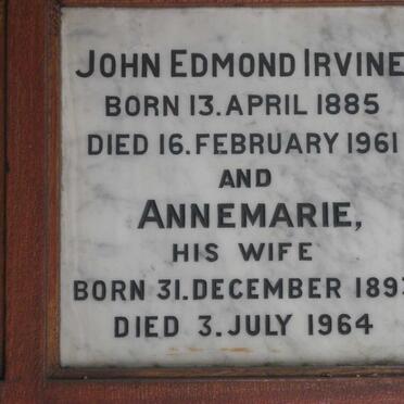 IRVINE John Edmond 1885-1961 &amp; Annemarie 1893-1964