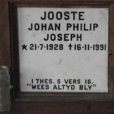JOOSTE Johan Philip Joseph 1928-1991