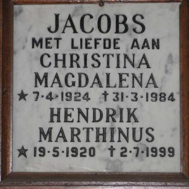 JACOBS Hendrik Marthinus 1920-1999 &amp; Christina Magdalena 1924-1984