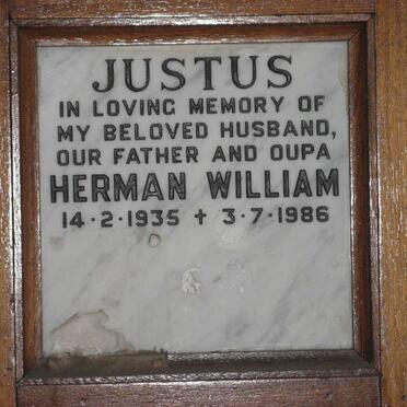 JUSTUS Herman William 1935-1986