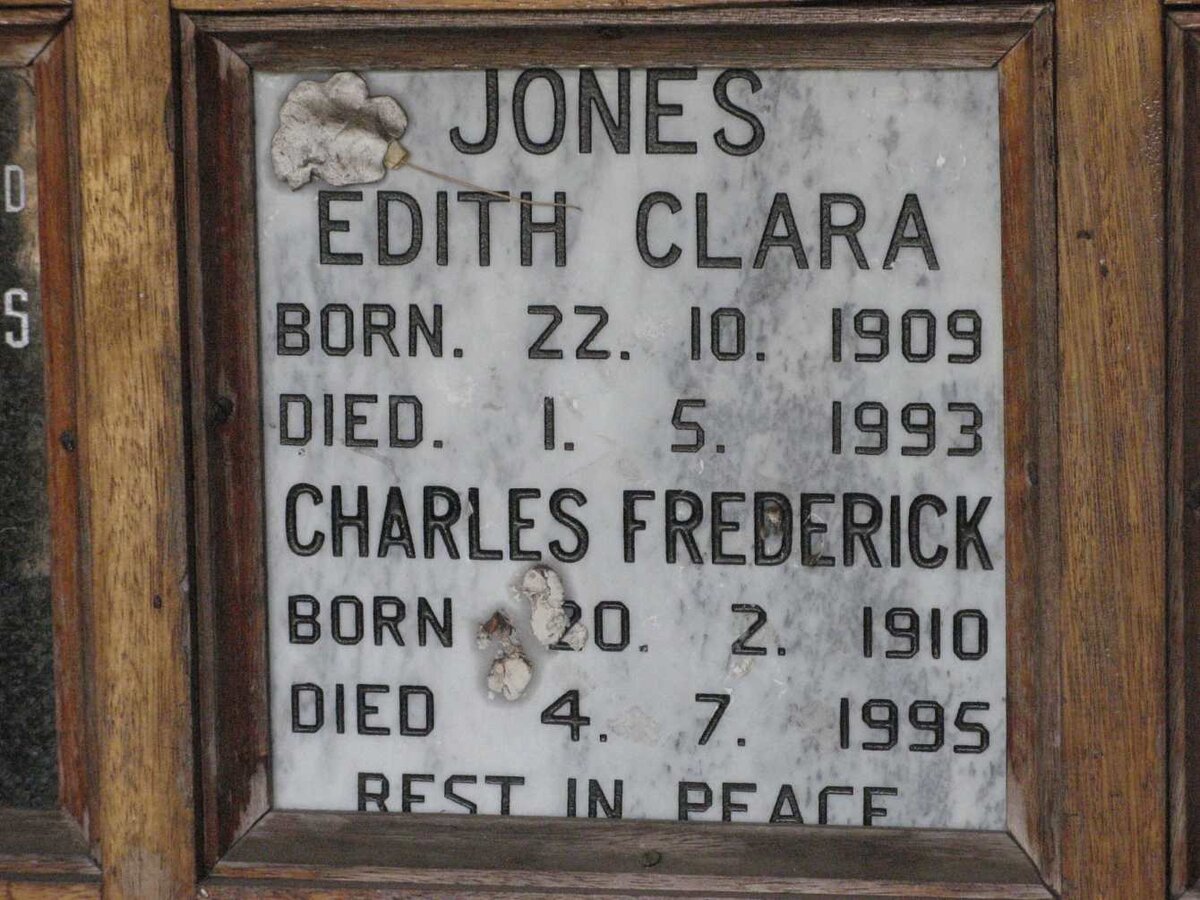 JONES Charles Frederick 1910-1995 &amp; Edith Clara 1909-1993