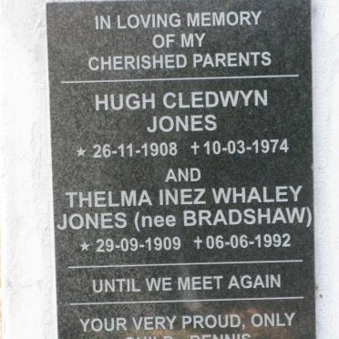 JONES Hugh Cledwyn 1908-1974 &amp; Thelma Inez Whaley BRADSHAW 1909-1992