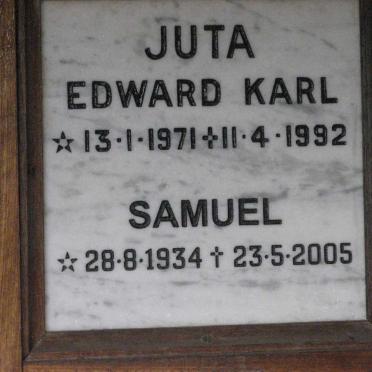 JUTA Edward Karl 1971-1992 :: Samuel JUTA 1934-2005