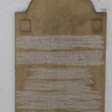 KENDALL Annie Frances Addison nee IZARD 1876-1944