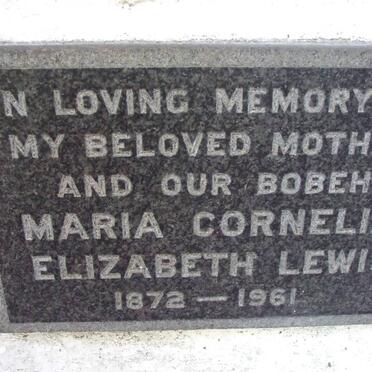 LEWIS Maria Cornelia Elizabeth 1872-1961