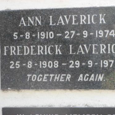 LAVERICK Frederick 1908-1975 &amp; Ann 1910-1974