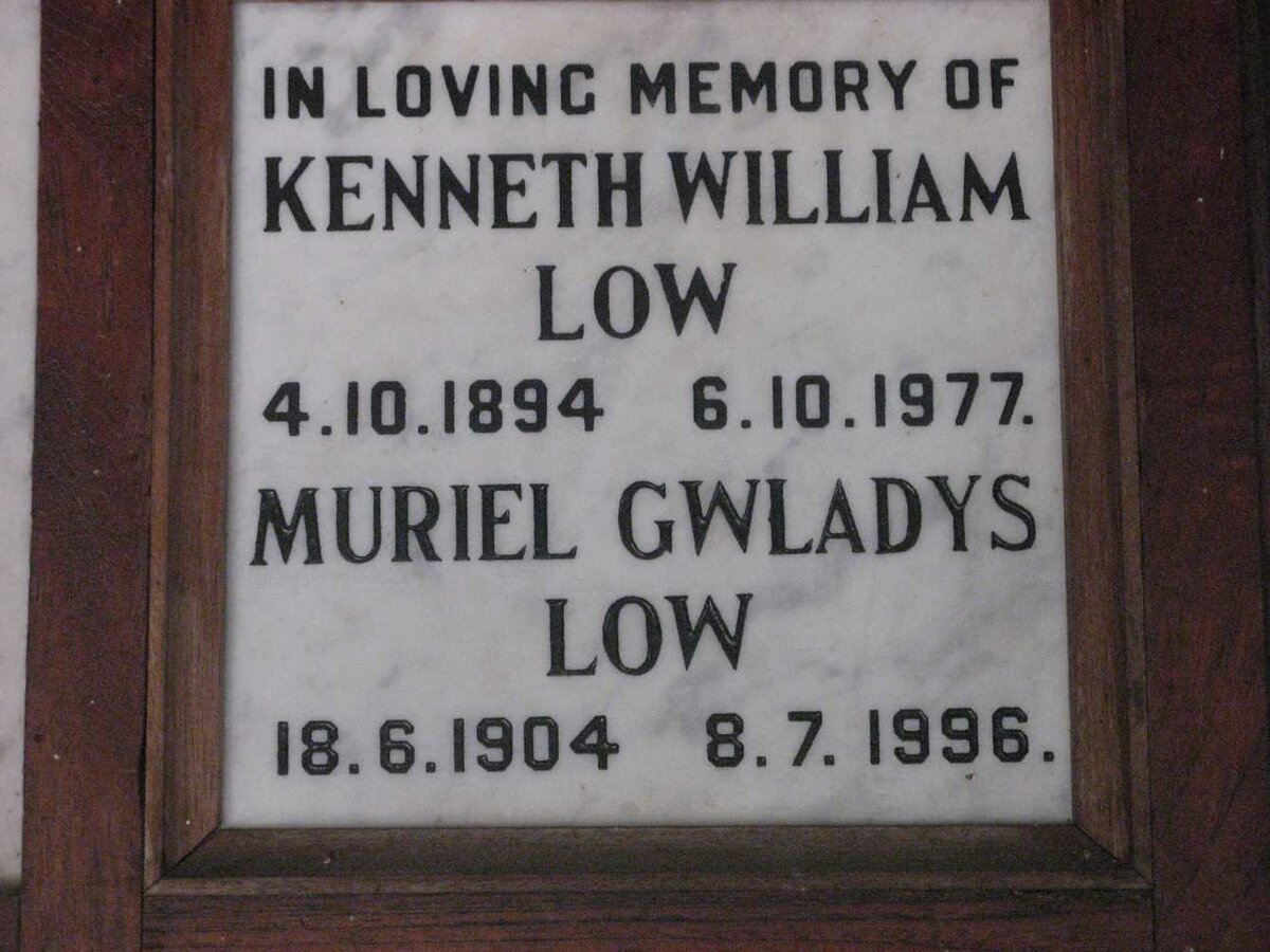 LOW Kenneth William 1894-1977 &amp; Muriel Gwladys 1904-1996