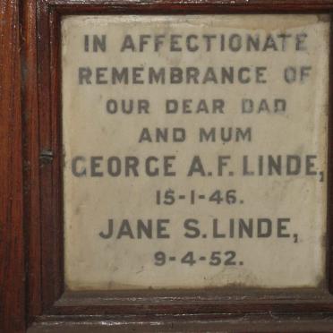 LINDE George A.F. -1946 &amp; Jane S. -1952