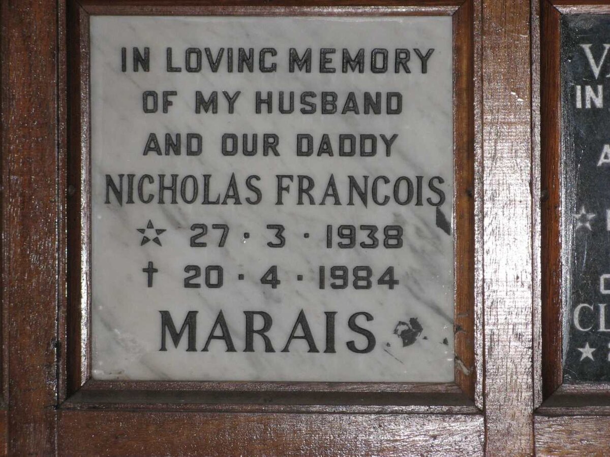 MARAIS Nicholas Francois 1938-1984