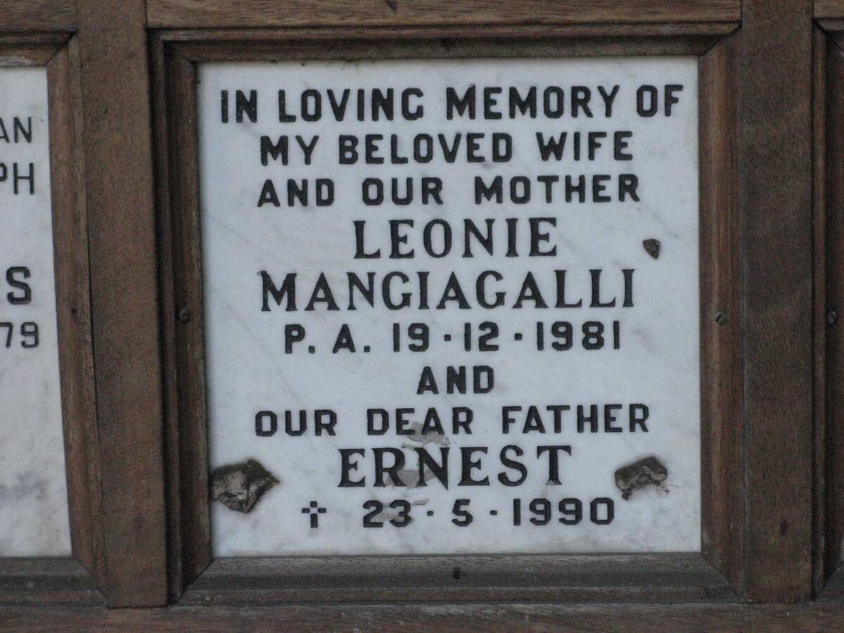 MANGIAGALLI Ernest -1990 &amp; Leonie -1981