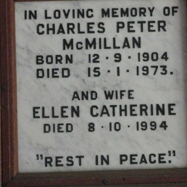 McMILLAN Charles Peter 1904-1973 &amp; Ellen Catherine -1994