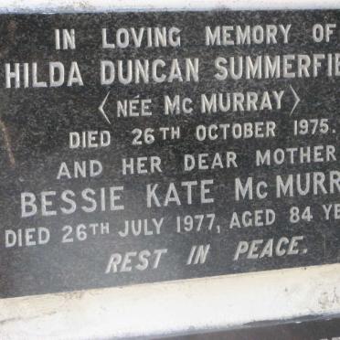 McMURRAY Bessie Kate -1977 :: SUMMERFIELD Hilda Duncan nee McMURRAY -1975