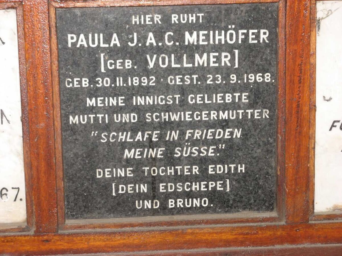 MEIHOFER Paula J.A.C. nee VOLLMER 1892-1968