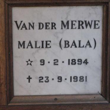 MERWE Malie, van der 1894-1981