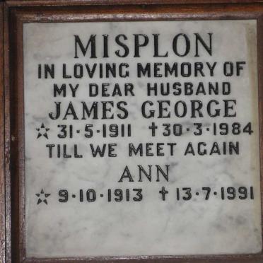 MISPLON James George 1911-1984 &amp; Ann 1913-1991