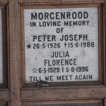 MORGENROOD Peter Joseph 1926-1988 &amp; Julia Florence 1929-1996