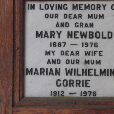 NEWBOLD Mary 1887-1976 :: GORRIE Marian Wilhelmina 1912-1976