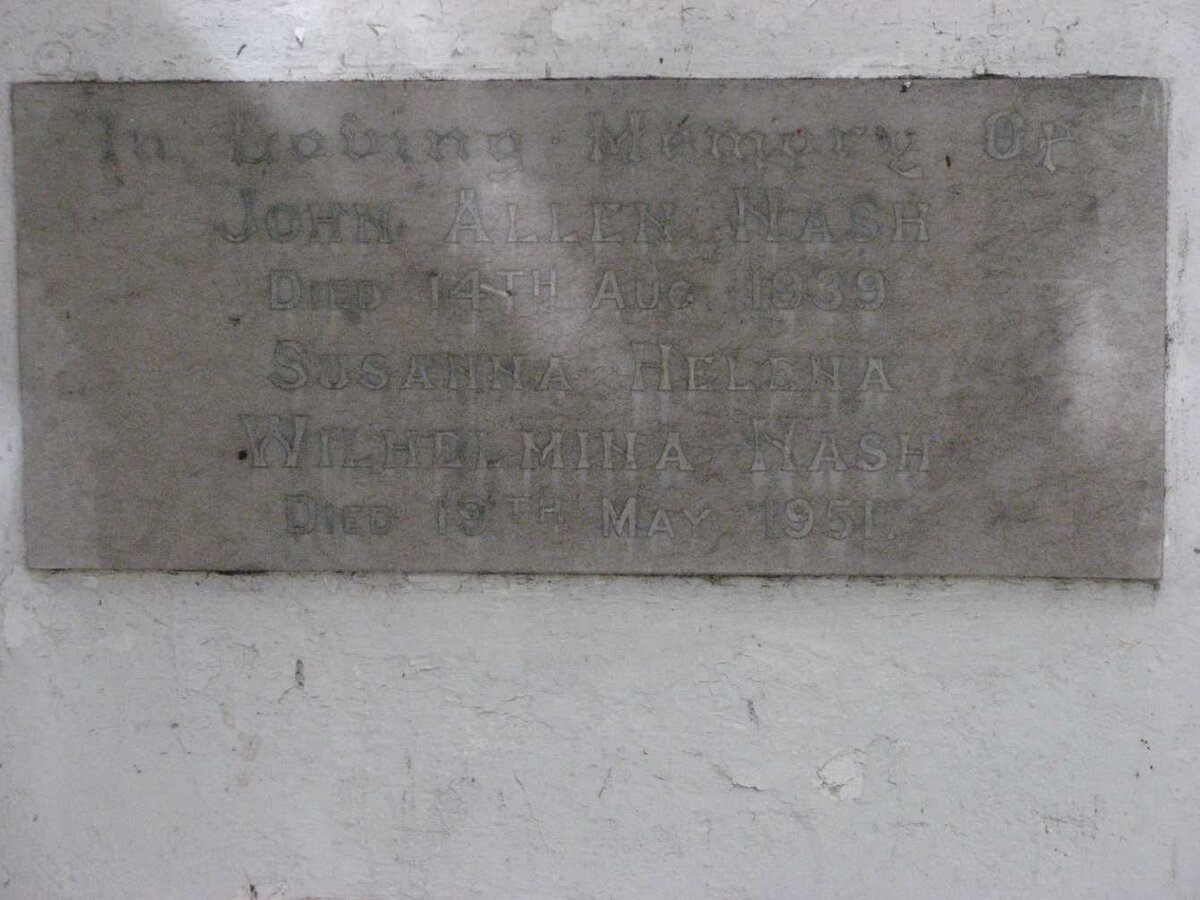 NASH John Allen -1939 &amp; Susanna Helena Wilhelmina -1951