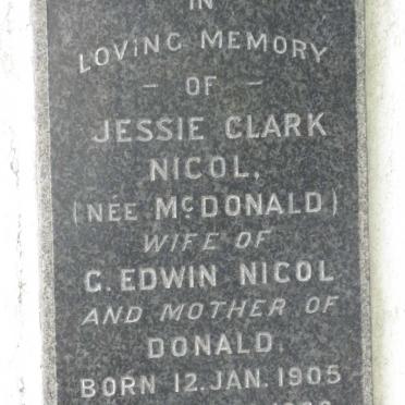 NICOL Jessie Clark nee McDONALD 1905-1960