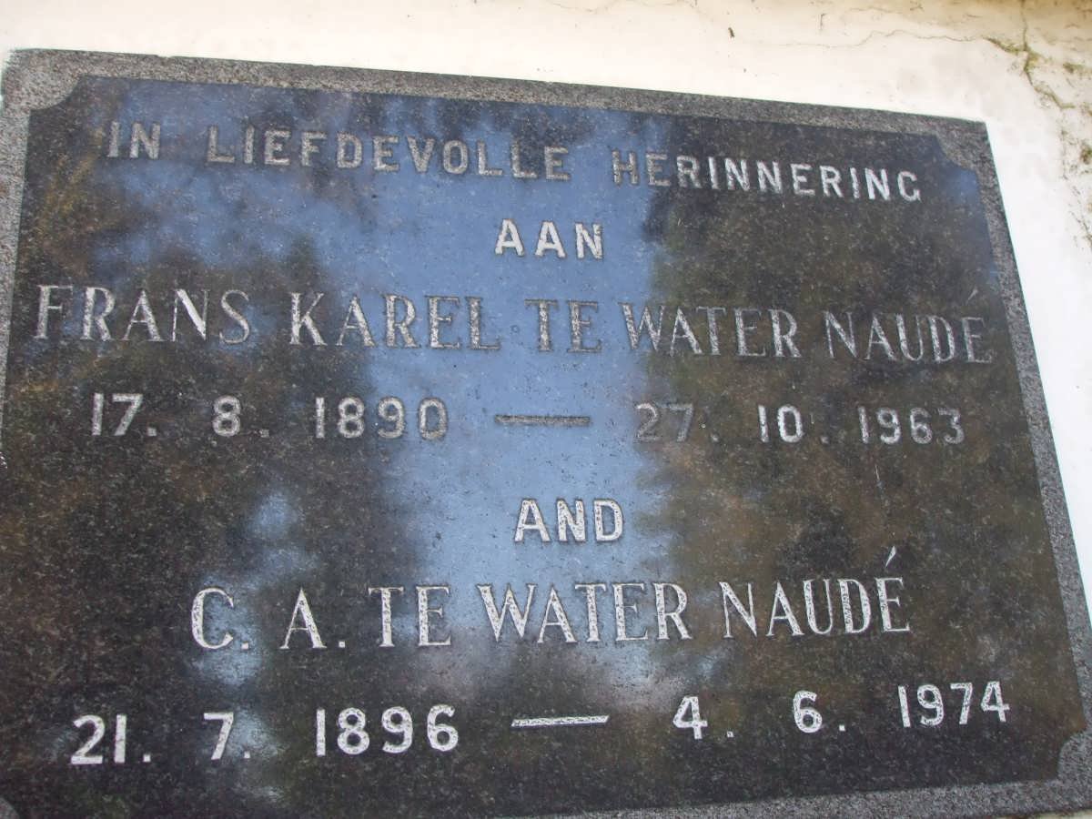 NAUDE Frans Karel te Water 1890-1963 &amp; C.A. 1896-1974