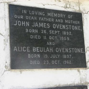 OVENSTONE John James 1892-1959 &amp; Alice Beulah 1897-1962