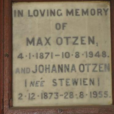 OTZEN Max 1871-1948 &amp; Johanna STEWIEN 1873-1955