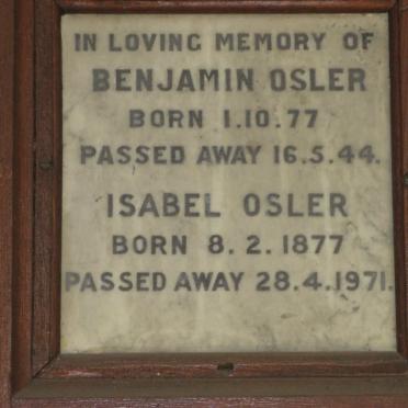 OSLER Benjamin 1877-1944 &amp; Isabel 1877-1971