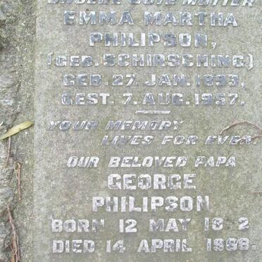 PHILIPSON George 18?2-1968 &amp; Emma Martha SCHIRSCHING 1893-1957