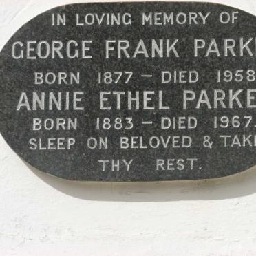 PARKER George Frank 1877-1958 &amp; Annie Ethel 1883-1967