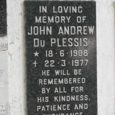 PLESSIS John Andrew, du 1908-1977